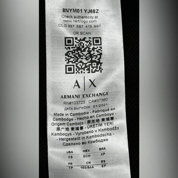 Armani Exchange ICON LOGO STUDDED CREW NECK SWEATSHIRT - Picture 11 of 11